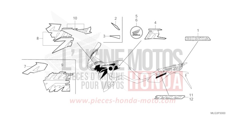 MARKE/STREIFEN (1) von Africa Twin Mechanik MAT BALLISTIC BLACK METALLIC (NHA86) von 2022